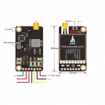 AKK Ultra Long Range FPV VTX 1.2W FX2 Ultimate Mini 5.8GHz 37CH Bezprzewodowy Nadajnik Wideo
